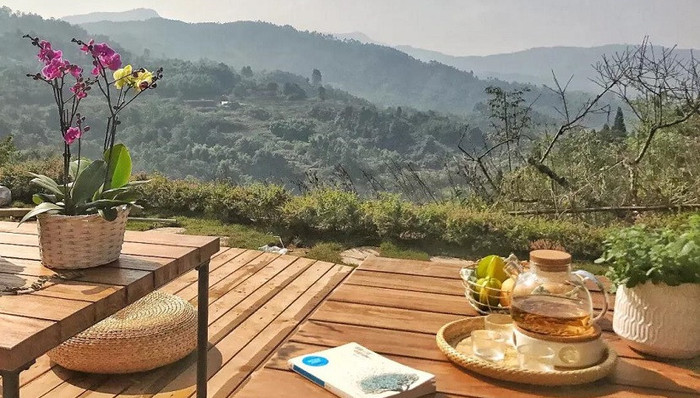 在半山腰的玻璃花房里,她用自家的蔬菜招待美食家们