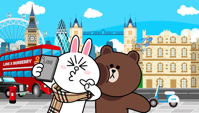 Burberry在Line上直播2015伦敦秋冬女装秀,Burberry与Line制作卡通视频,Bu