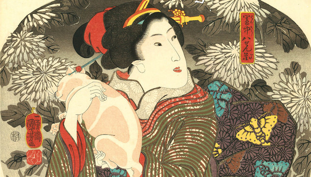 日本,艺术,浮世绘,猫