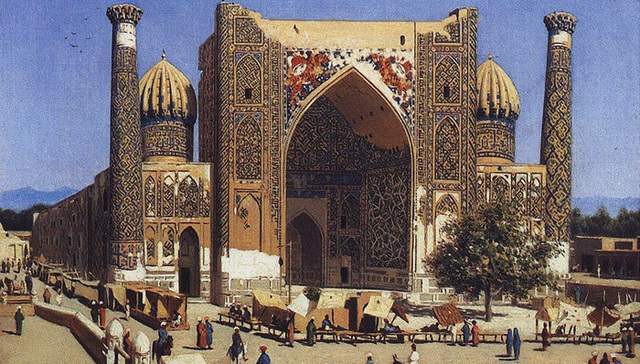 建筑,,帖木儿,,突厥,,蒙古,,乌兹别克斯坦,,撒马尔罕,,雷吉斯坦,,广场,,伊斯兰