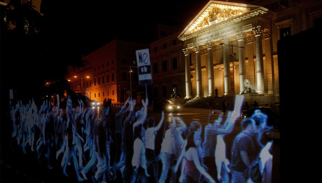 西班牙,抗议,全息影像