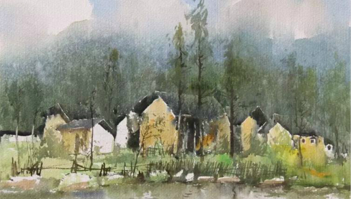 水彩,艺术,高东方