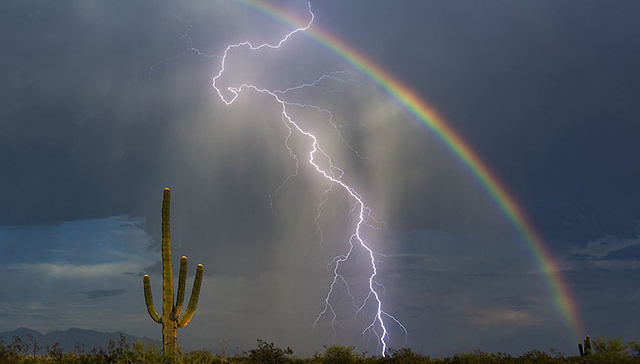 闪电,彩虹,风暴