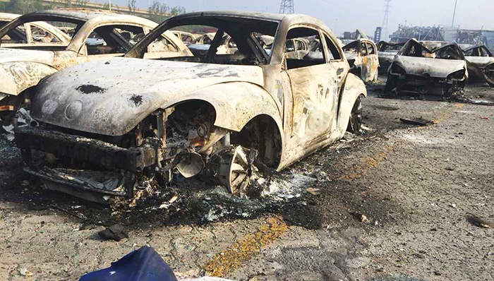 大众雷诺保时捷等多品牌汽车受损