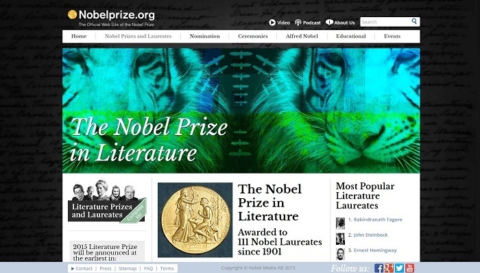 诺贝尔奖,文学