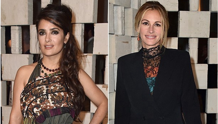 萨尔玛·海耶克与茱莉亚·罗伯茨惊艳晚会 老美人特有的味道