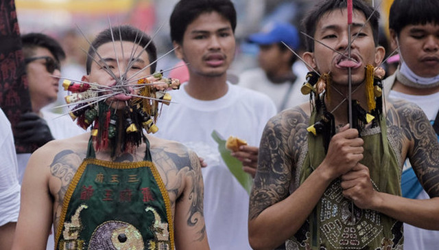 泰国素食节,铁杆,穿刺,普吉岛