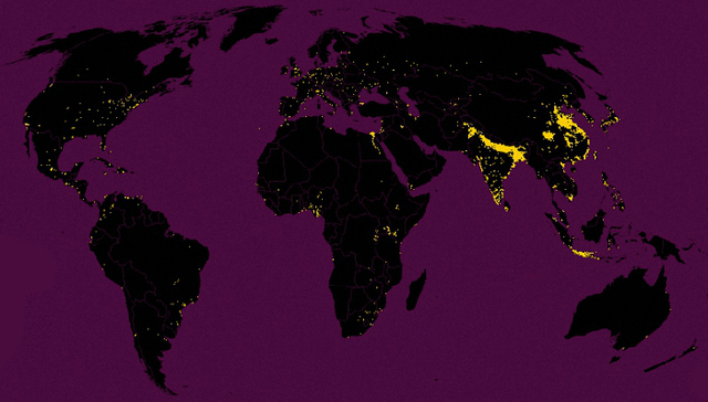 全世界有一半人都挤在1%的土地上