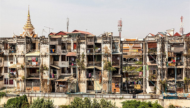 柬埔寨,拆迁,建筑,白色大楼,城市,贫民窟