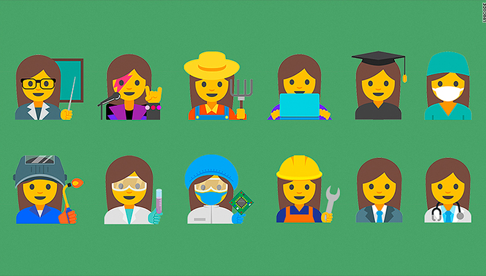 谷歌，emoji表情，女权，职业平等