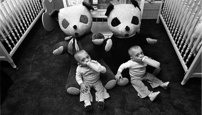 摄影,双胞胎,黑白照片