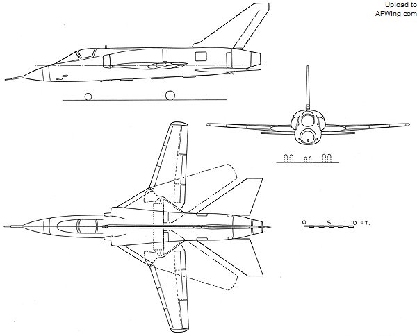 NKF是一种单座单发可变后掠翼战斗机，装一台TF30涡扇发动机