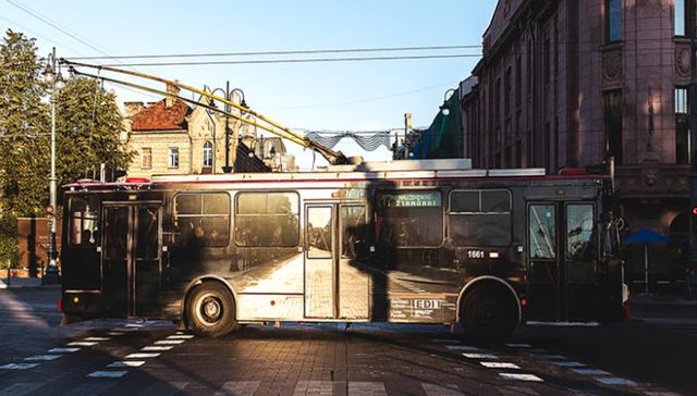 电车,无轨电车,街景,艺术,立陶宛