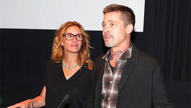 皮特离婚后首次现身 和朱莉娅·罗伯茨一同宣传电影