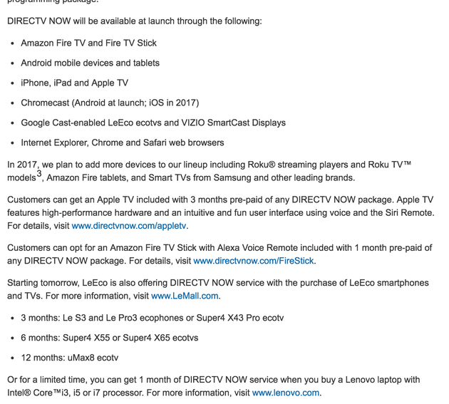 AT&T公告显示面向几乎所有平台开放