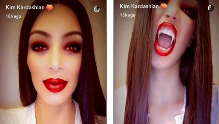 又作妖？金·卡戴珊尝试Snapchat新功能扮演吸血鬼