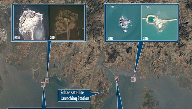 用来发射导弹？卫星图像显示朝鲜在黄海修五座人工岛