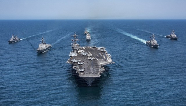 美国航母虚晃一枪探明朝鲜军情 包围圈已完成？