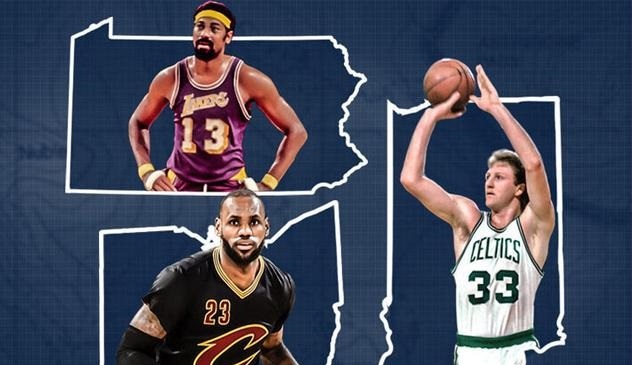 美国各州史上的NBA最佳球员 伯德、乔丹和詹姆斯领衔