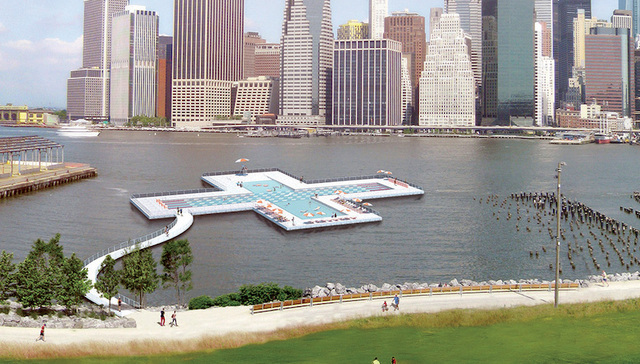 喜力想在纽约臭气熏天的河里 建造一个漂浮游泳池