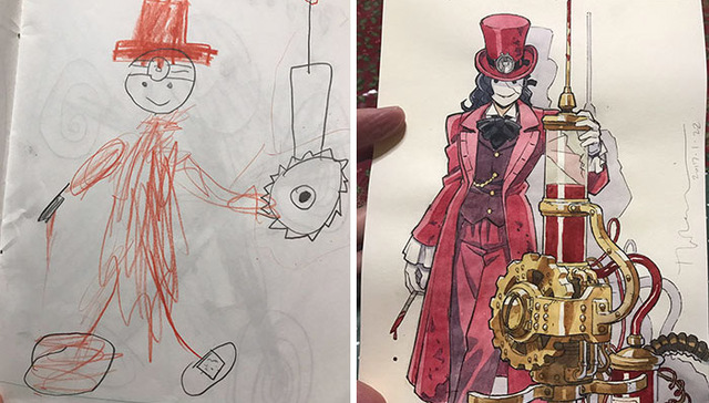 这是什么爹，把儿子的画改得面目全非？