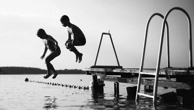 孩子,夏天,玩耍