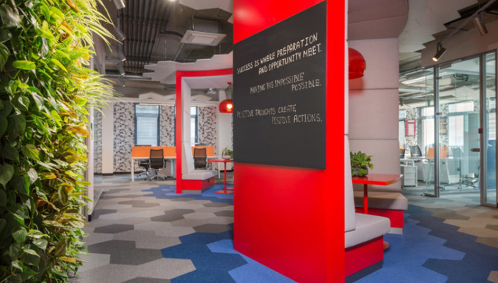 支付宝,Wework,室内设计,绿植,升降机构,ECommPay,六角形,几何元素,面板,线条