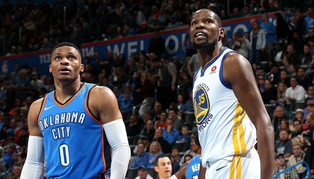 威少、阿杜对战雷霆大胜勇士 周琦首入远投火箭轻取掘金