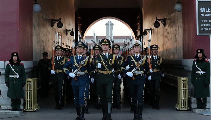 天安门广场,升国旗,仪仗队