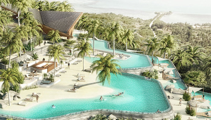 苏梅岛这家酒店在山上挖出个梯田无边泳池，和周围环境融为一体