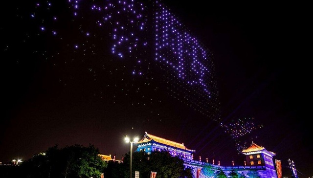 无人机,公司澄清,飞机秀,乱码,边界,超级碗,秀,英特尔,红五月西安城墙国际文化节,彩排