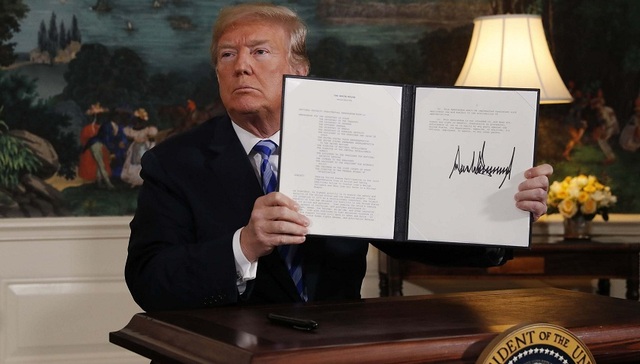 特朗普宣布美国退出伊核协议  恢复对伊朗经济制裁