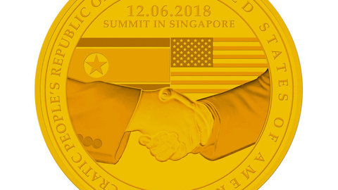 新加坡发行“特金会”金银铜纪念章 金币限量1000枚