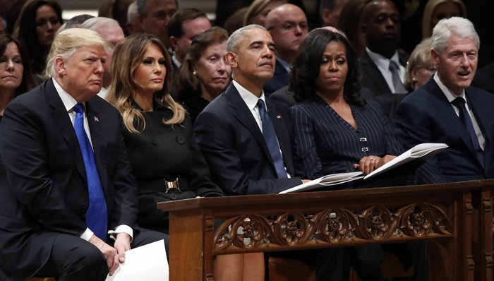 老布什,葬礼,特朗普,奥巴马,克林顿