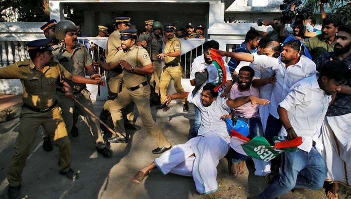 印度,神庙,抗议,莫迪,冲突