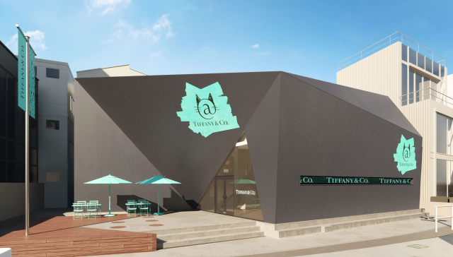 Tiffany把咖啡馆开到了东京猫街，门店Logo是个猫头