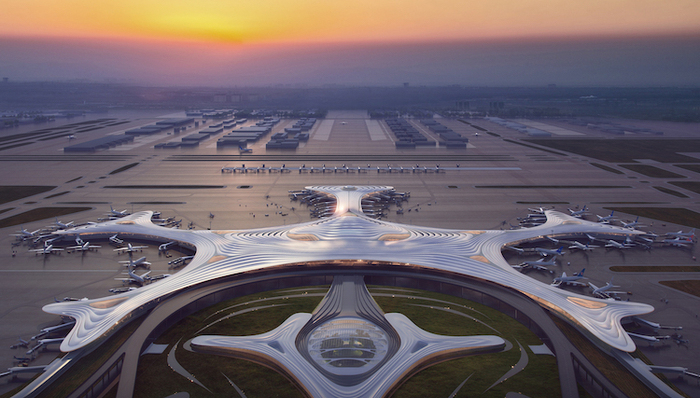 MAD的哈尔滨新机场设计“北国冰花”，像一栋超现实星际太空基地