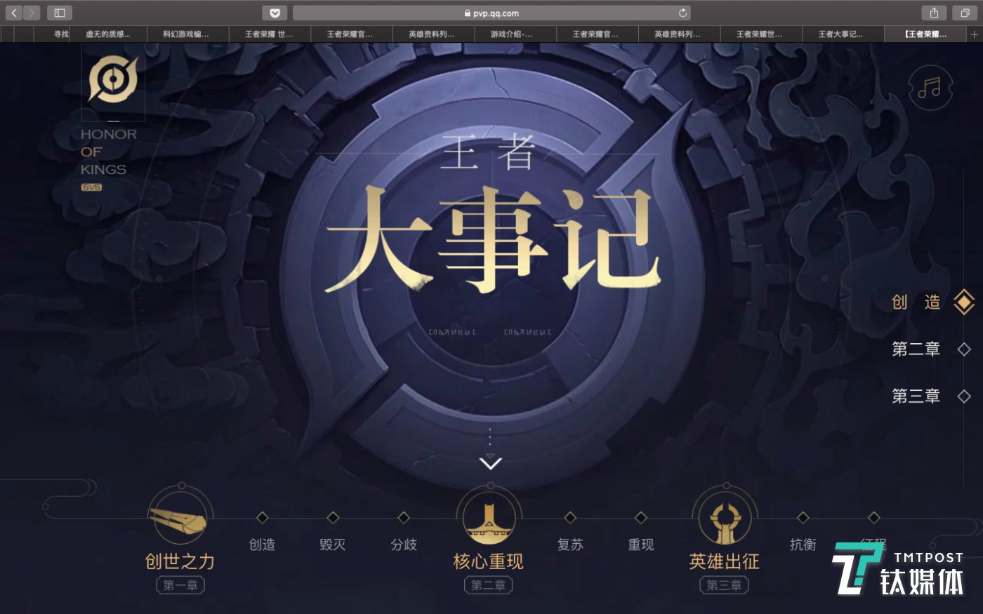 《王者荣耀》的官方背景故事《王者大事记》