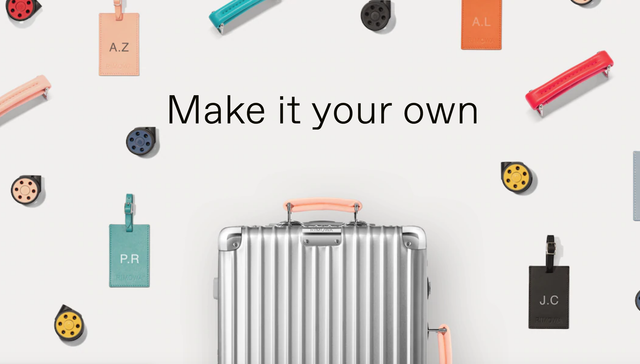 RIMOWA提供私人订制服务，手柄轮子颜色随你挑