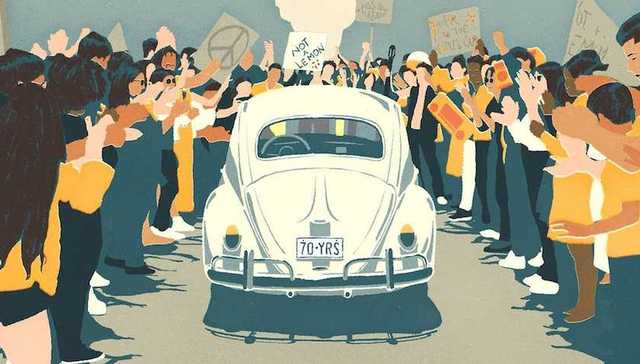 大众甲壳虫的“最后告别”又来了一次，披头士老歌配乐的动画打动你了吗？