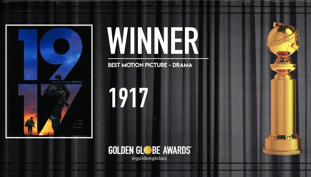 第77届美国电影电视金球奖揭晓，《1917》获最佳导演及剧情类最佳影片