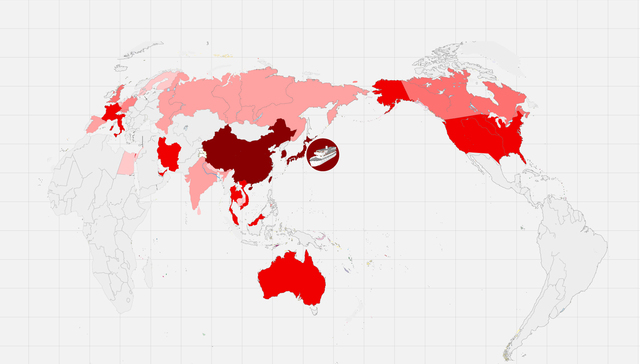 数据 | （截至2月23日上午10时）除中国外全球28个国家新增确诊新冠肺炎367例，韩国最多