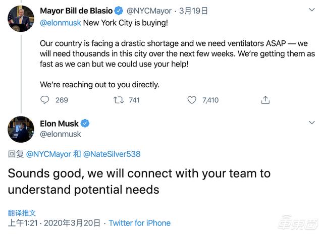 欧美车企集体转产医疗物资：纽约市长@马斯克求援