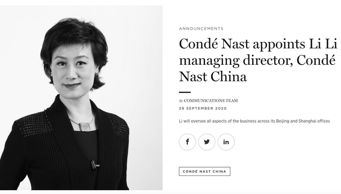 快看 | 康泰纳仕任命李莉为中国区新总裁