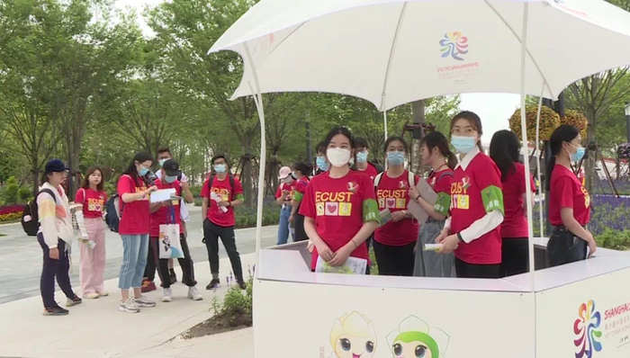 花博会，志愿者，游客咨询,小白鹭