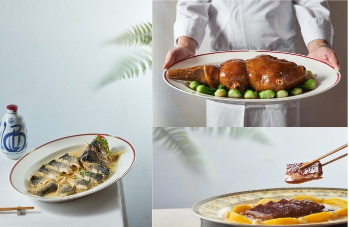 酒香大黄鱼、迷你八珍葫芦鸭和蜜汁火方