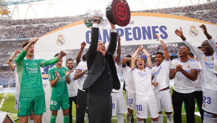 皇马创纪录第35次封王西甲，安切洛蒂集齐五大联赛桂冠