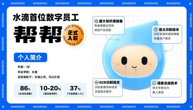 水滴公司启用首位数字员工“帮帮”，推动保险服务数字化