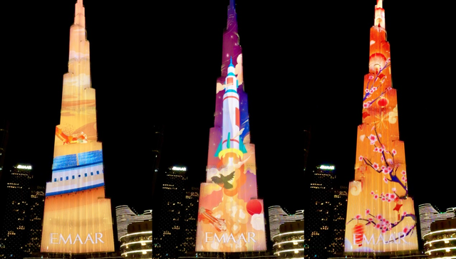 灯光秀,龙辰辰,总台,世界最高楼,春晚,中阿合作,龙腾盛世,视听盛宴,纸扇,主人公