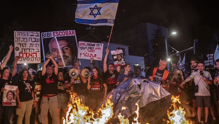 以色列,加沙,停火,抗议,内塔尼亚胡